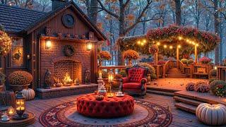 Cozy Winter Porch with Smooth Jazz and Fireplace Sounds | The Perfect Relaxing Music for Working