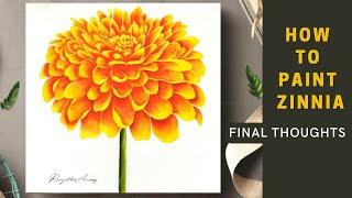 YELLOW FLOWER Zinnia acrylic painting for beginners simple and easy steps Art