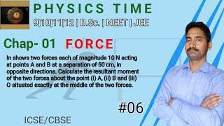 #06 In shows two forces each of magnitude 10 N acting at points A and B at a separation of 50cm