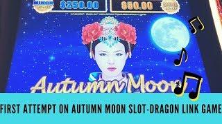 FIRST ATTEMPT ON AUTUMN MOON SLOT - DRAGON LINK GAME - SunFlower Slots