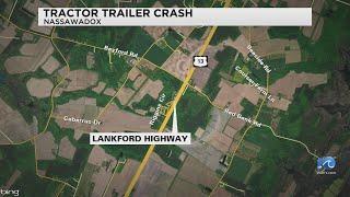 Chicken by-product scattered on US-13 after tractor-trailer crash in Nassawadox