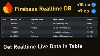 Fetch Live Data from Firebase in Table | Realtime Database v10 | JavaScript