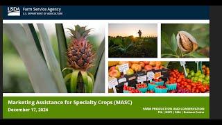 Marketing Assistance for Specialty Crops (MASC) Stakeholder Webinar