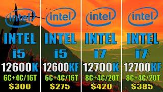 INTEL i5 12600K vs INTEL i5 12600KF vs INTEL i7 12700K vs INTEL i7 12700KF | 7 PC GAMES BENCHMARK |