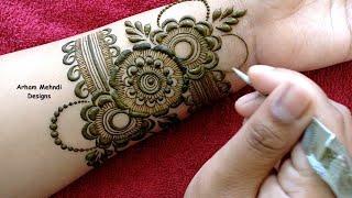 New Stylish Bridal Mehndi Design for Front Hand ||Easy Mehndi Design || Arham Mehndi Designs