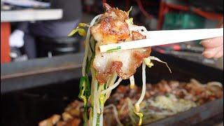 돼지부속 무한리필 8000원?! 플러스 소주 1병 무료!, 성남 모란시장 돼지부속 l Amazing roast pork intestines l korean street food