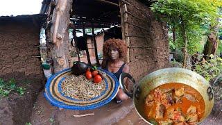 African village life#cooking dinner with Rain and no electricity