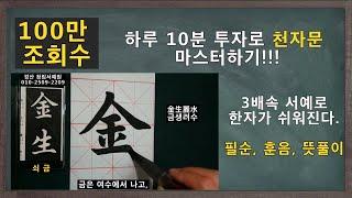 3배속 서예로 익히는 천자문 훈음 필순 뜻풀이 붓글씨 서예 書道 書法 楷書  calligraphy