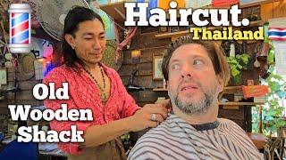 Master is Working & He like QUIET! RAZOR HAIRCUT in OLD THAI BARBERSHOP Thailand   (ASMR)