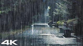 HEAVY RAIN & RELENTLESS THUNDER SOUNDS |  Sleep Instantly & Meditation in Park at Dark Night