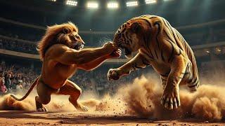 Lion vs Tiger Epic Battle – The King Roars in Victory!