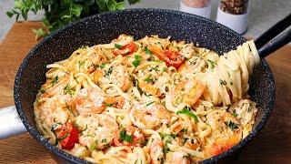 I have never eaten so delicious! Pasta with shrimp in a creamy sauce!