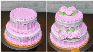 most satisfying 2 tier cake compilation | best 2 step cake decorating ideas for beginners