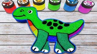 Satisfying Video l How To Make Rainbow Tall Dinosaur Bathtub With Glitter Slime Cutting ASMR