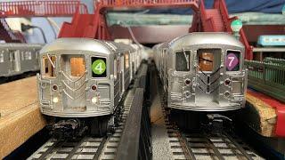 MTH Subway: MTA 5-Car R62 (4) Express Train and 5-Car R62A (7) Local Train Action