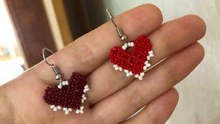 Aretes en mostacilla en corazón️