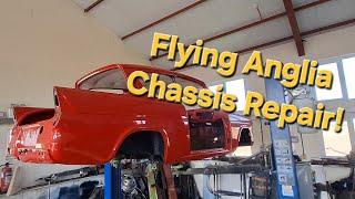 Yorkshire Classic Cars Ltd restoration workshop latest project - Ford Anglia chassis repairs