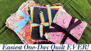 Easiest One-Day Scrappy Charm Square Quilt You'll Ever Make