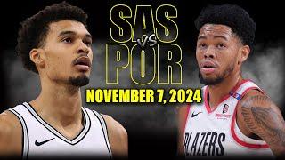 San Antonio Spurs vs Portland Trail Blazers Full Game Highlights - November 7  | 2024-25 NBA Season