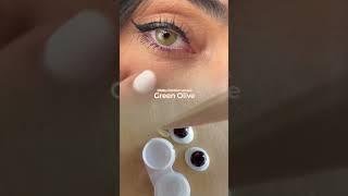 Here’s how our green contacts in #GreenOlive look on brown eyes ️️