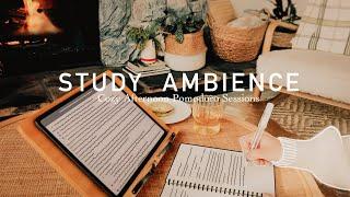 3-HOUR STUDY AMBIENCE Relaxing Stream&Fireplace Sounds for DEEP FOCUSCozy Afternoon Pomodoro Timer