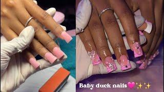 How to do duck nails 🩷 beginner nail tutorial