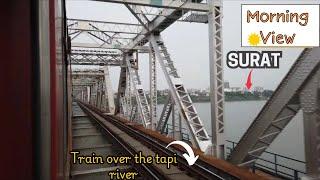 Scenic Train Journey Over Tapi River  | Surat Railway Station Entry  | Indian Railways journey