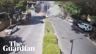 CCTV catches moment rocket hits northern Israeli town during Hezbollah attack