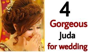 4 most beautiful gorgeous juda hairstyle -  bun hairstyle | beautiful hairstyle | wedding hairstyle