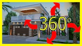 Modern house plan 14X25 M. Modern house design 360 °. With hostel