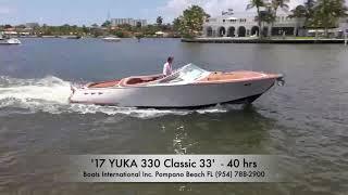 2017 Yuca 990 Classic - luxury 33' runabout boat for sale in South Florida. Twin 320-hp Mercruiser.