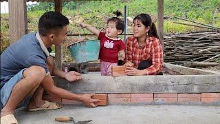 Happy together, wife picks sweet oranges to sell, husband builds a house.