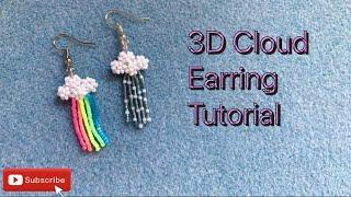 3D Cloud bead fringe earring tutorial