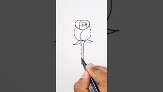 Easy Rose  Drawing || Rose draw step by step ️#drawing #art #shorts