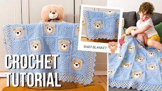 CUTE Bear Crochet Baby Blanket (Part 1 of EASY, Step by step Tutorial!)