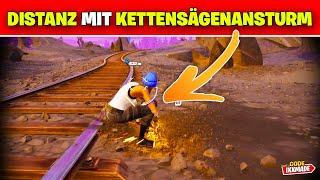 Lege Distanz mit dem Kettensägenansturm zurück Fortnite Battle Royale Albtraum Fünf