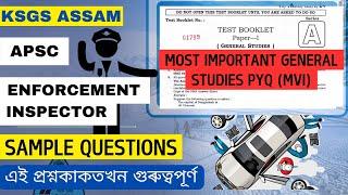  APSC Enforcement Inspector Important Question Paper General Studies | PYQ |