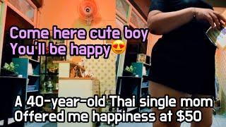 A 40-year-old Thai single mom at a massage shop offers a happy special service