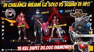 GYZEN DI CHALANGE GZ SOLO VS SQUAD DI HP!! KALO BISA KILL 15 BAKALAN DI TOP UPIN 20.000 DIAMONDS