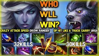 WHO WILL WIN? between 32Kills Crazy Attack Speed Drow Ranger Vs. 30Kills Hit Like A Truck Ursa DotA2