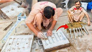 Sand Casting a Multi-Size Combination Spanner with Hex Head and Screw Wrench | Metalworking Mastery!