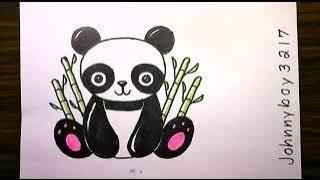 how to draw a Panda & Bamboo  Kawaii Sketch Paint Teddy Bear Kung Fu #viral #shorts #trending