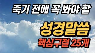 죽기전 꼭 들어봐야 할 성경말씀ㅣ핵심25구절ㅣ믿음과 구원의 말씀ㅣ잠자며 듣는 성경, 성경읽기, 성경듣기, 읽어주는성경, 성경읽기, 성경낭독, 필수 성경암송구절, 생명, 천국