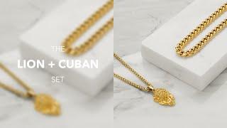 Gold Lion and Cuban Chain Pendant Necklace - Best Gift For Him Jewelry Review LUGUS JEWELRY