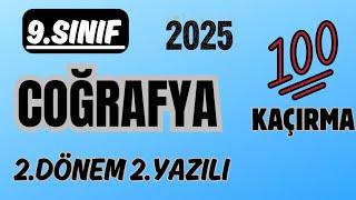 9.Sınıf Coğrafya 2.Dönem 2.Yazılısına Hazırlık Soruları  