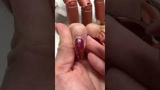 Beginner Acrylic Nail | Purple and Gold Glitter Almond Nail Art Tutorial