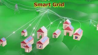 Introduction to smart grid. 3D Animation. Smart Power Grid. Electricity transmission & distribution.