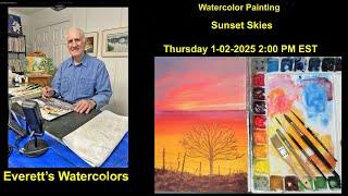 Everett's Watercolors Painting - "Sunset Skies"