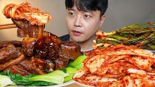 아내표 집밥 동파육 매운생김치 파김치 요리 먹방 Fried Pork Belly in Soy Sauce & Kimchi ASMR MUKBANG EATING SHOW