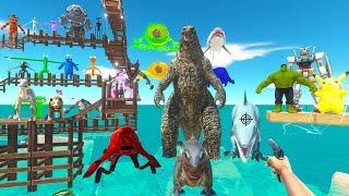 Parkour ZigZag Hunting Giant Godzilla and Fights Carnivore Dinosaurs -Animal Revolt Battle Simulator